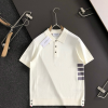 [THOM BROWNE-톰브라운]자카드 밑단 슬릿 리본 퓨전 라펠 반팔 니트
