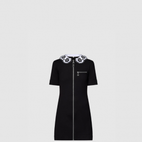 [LOUIS VUITTON-루이비통] 브로더리 칼라 집업 니트 드레스 1AGAGO