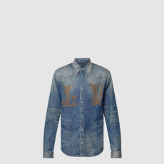 [LOUIS VUITTON-루이비통] 피티드 롱 슬리브드 데님 셔츠 1AFXL4