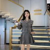 [THOM BROWNE-톰브라운]울 싱글 재킷 블레이저 플리츠 미니 스커트 투피스 세트