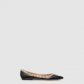 [VALENTINO-발렌티노] 페이턴트 가죽 락스터드 발레리나